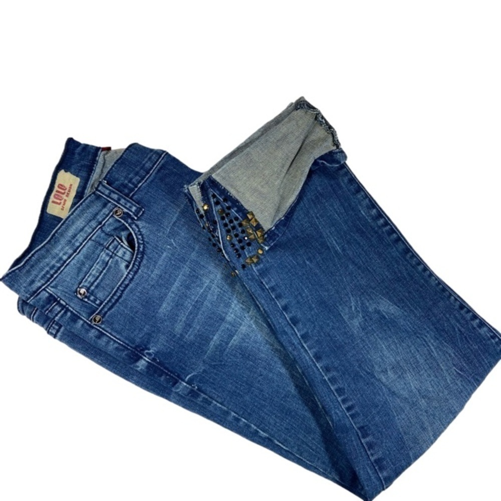 Classic Skinny Cropped Jeans Embellished Cuff Lolo Denim Design Junior Size 11